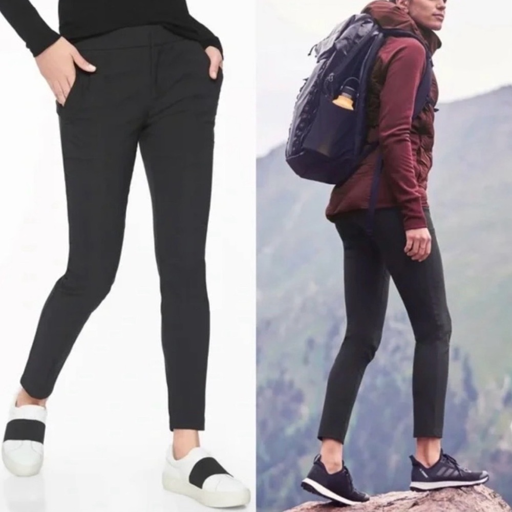 Athleta Black Wander Stash Skinny Pant Sz 12 Women’s Travel Workwear Pockets